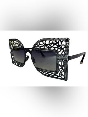 PUGNALE BIZZOSA OVERSIZED SUNGLASSESIN BLACK METAL FRAME